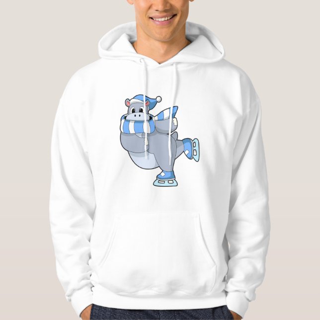 Hippo at Ice Skaten mit Ice-Skaten Hoodie (Vorderseite)