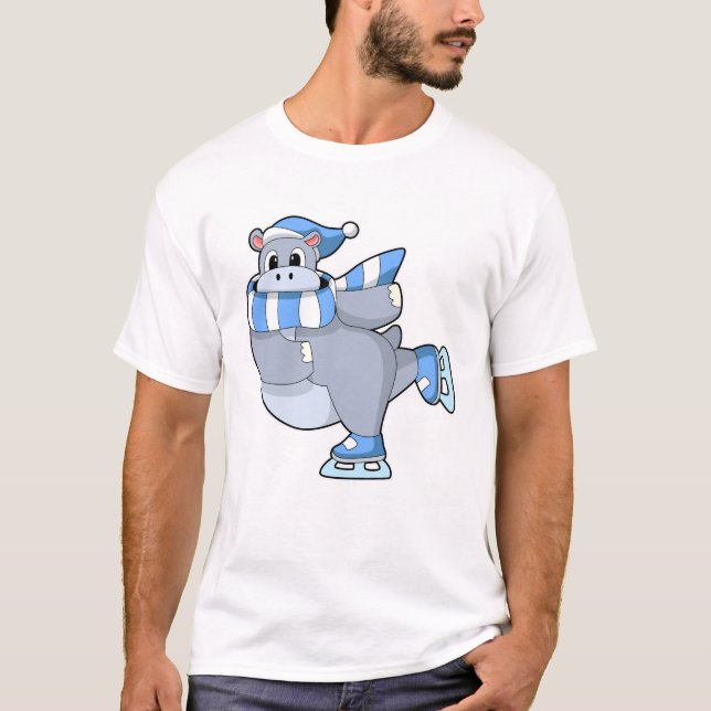 Hippo at Ice Skaten mit Ice-Skaten T-Shirt (Vorderseite)