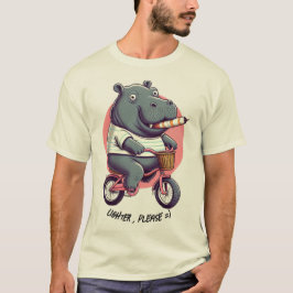 Hippo auf dem Fahrrad "Lighter, bitte" Klassischer T-Shirt