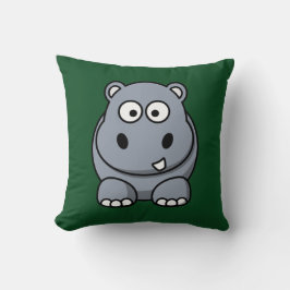 Hippo auf einem dunkelgrünen Hintergrund Kissen