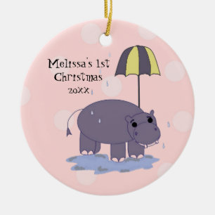 Hippo Baby First Christmas Keramikornament