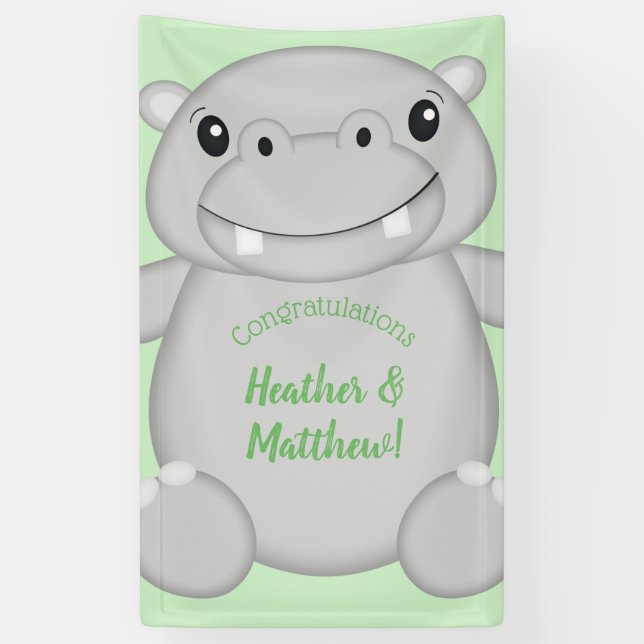 Hippo Baby Shower Banner (Vertikal)