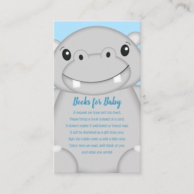 Hippo Baby Shower Blue Begleitkarte (Vorderseite)