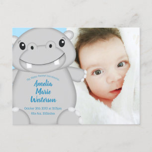 Hippo Baby Shower Blue Postkarte