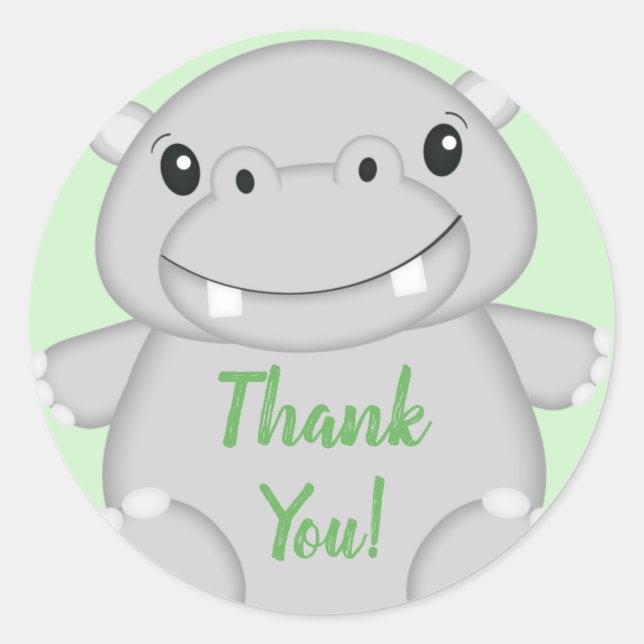 Hippo Baby Shower Runder Aufkleber (Vorderseite)