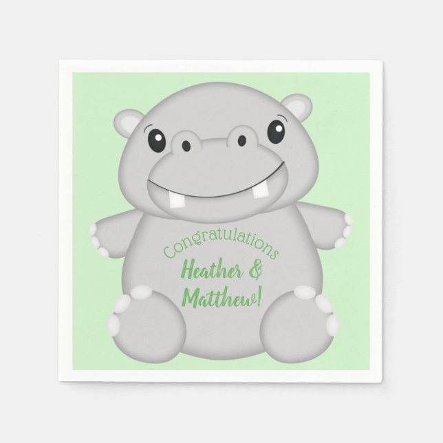Hippo Baby Shower Serviette (Vorderseite)
