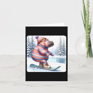 Hippo Balancing auf Snowboard. Snowboarden Karte