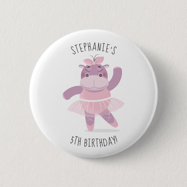Hippo Ballerina Button (Vorderseite)