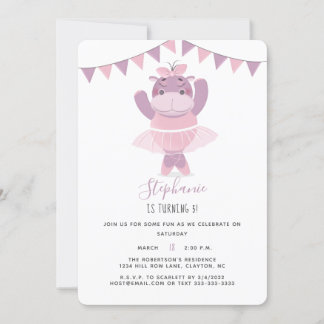 Hippo Ballerina Einladung