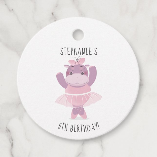 Hippo Ballerina Geschenkanhänger (Vorderseite)
