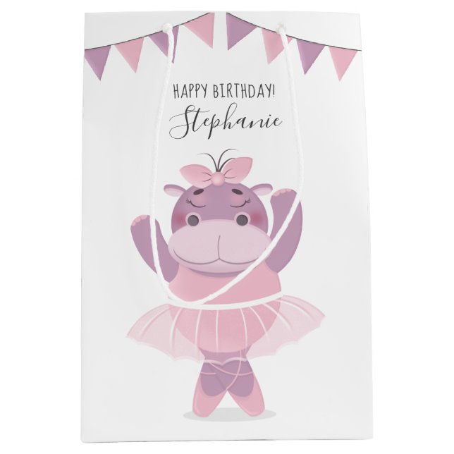 Hippo Ballerina Mittlere Geschenktüte (Vorderseite)