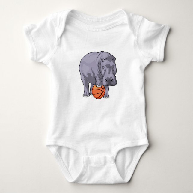 Hippo Basketball-Spieler Basketball Baby Strampler (Vorderseite)