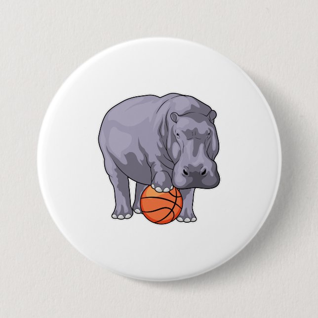 Hippo Basketball-Spieler Basketball Button (Vorderseite)