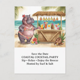 HIPPO BEACH Cocktail Party Welcome message Postkarte