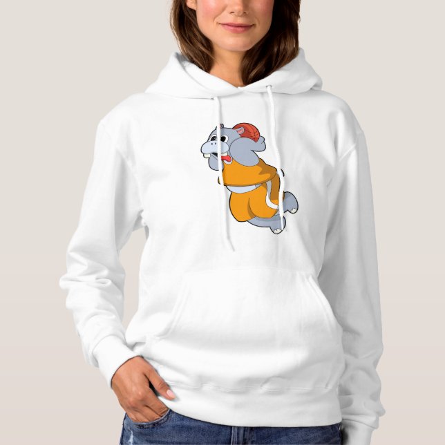 Hippo bei Basketball Sports Hoodie (Vorderseite)