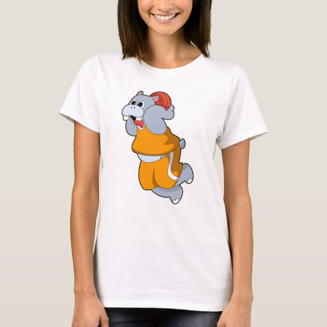 Hippo bei Basketball Sports T-Shirt (Vorderseite)