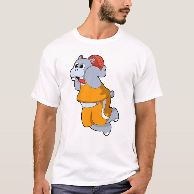 Hippo bei Basketball Sports T-Shirt (Vorderseite)