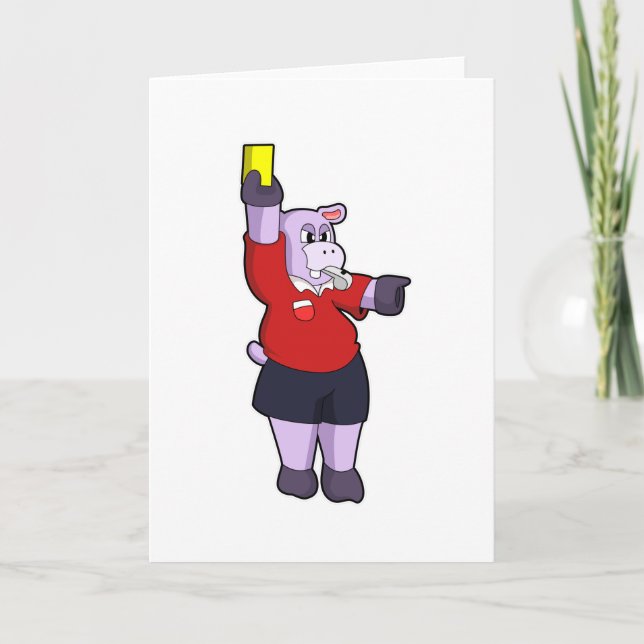 Hippo bei Fußball als Schiedsrichter Karte (Vorderseite)