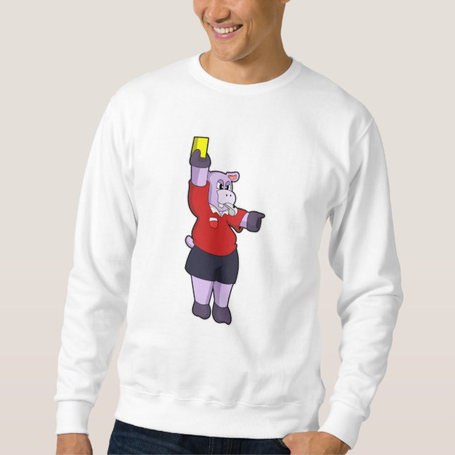 Hippo bei Fußball als Schiedsrichter Sweatshirt (Vorderseite)