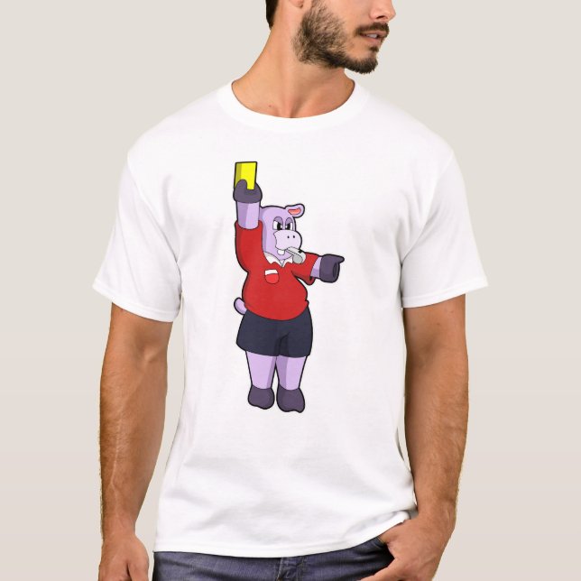Hippo bei Fußball als Schiedsrichter T-Shirt (Vorderseite)