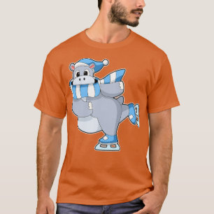 Hippo bei Ice-Skaten mit Eis-Skaten T-Shirt