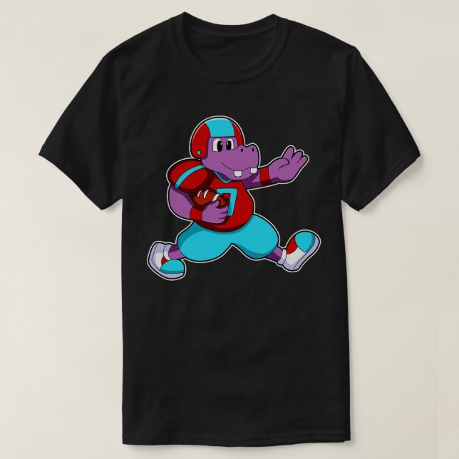 Hippo bei Sport mit Helm T-Shirt (Design vorne)