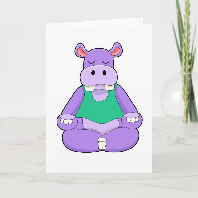 Hippo bei Yoga im Sitzen Karte (Vorderseite)