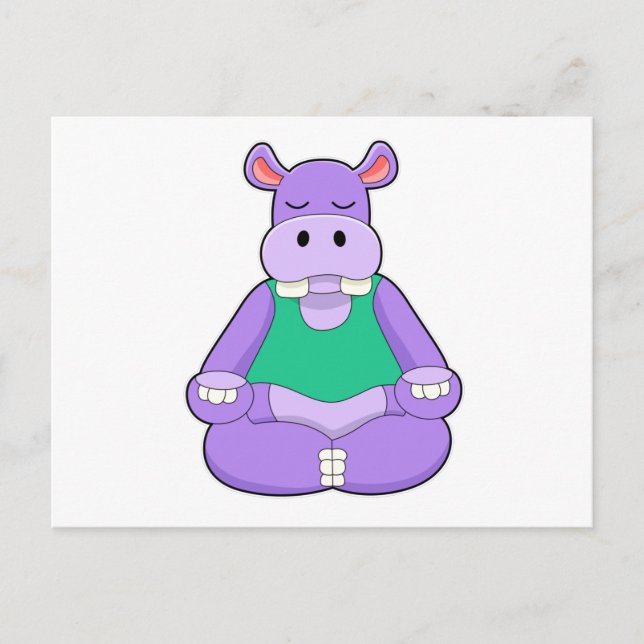 Hippo bei Yoga im Sitzen Postkarte (Vorderseite)