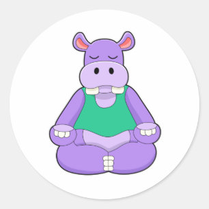 Hippo bei Yoga im Sitzen Runder Aufkleber