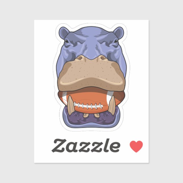 Hippo beim Fußballsport Aufkleber (Blatt)