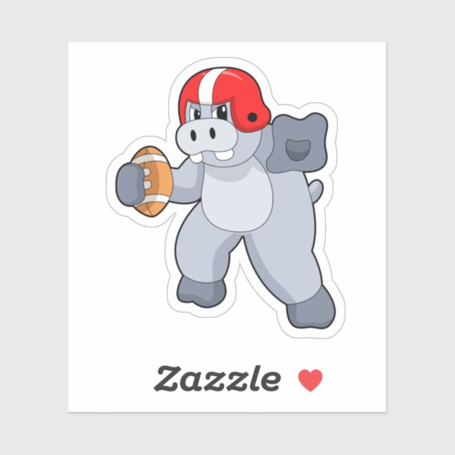 Hippo beim Fußballsport Aufkleber (Blatt)