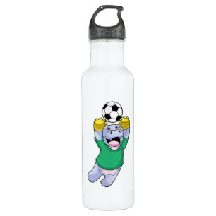 Hippo beim Fußballsport Edelstahlflasche