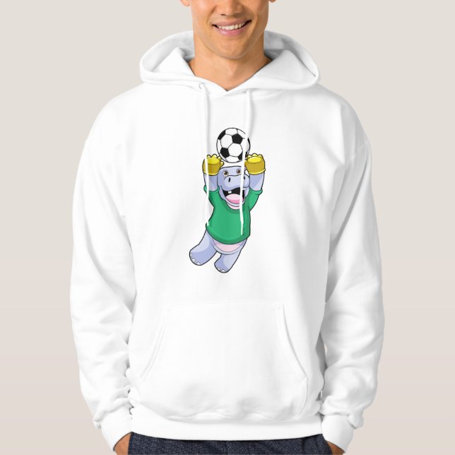 Hippo beim Fußballsport Hoodie (Vorderseite)