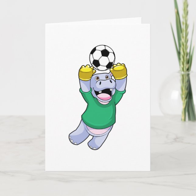 Hippo beim Fußballsport Karte (Vorderseite)