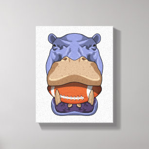 Hippo beim Fußballsport Leinwanddruck