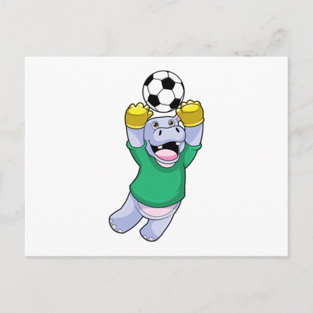 Hippo beim Fußballsport Postkarte (Vorderseite)
