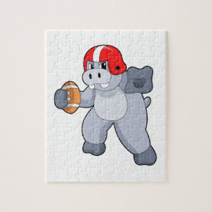 Hippo beim Fußballsport Puzzle