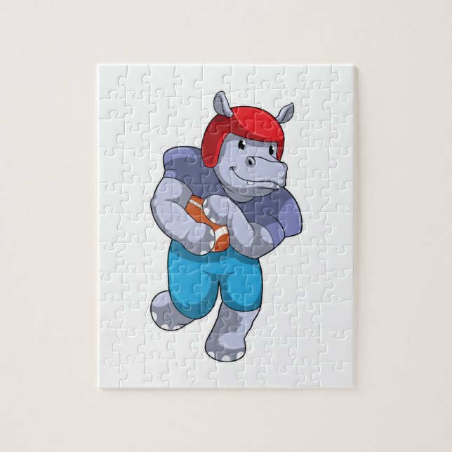 Hippo beim Fußballsport Puzzle (Vertikal)