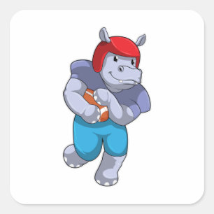 Hippo beim Fußballsport Quadratischer Aufkleber