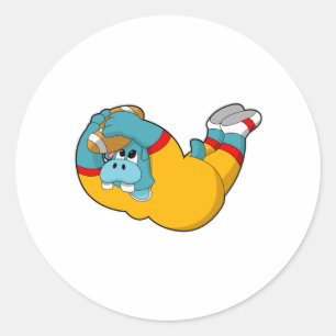 Hippo beim Fußballsport Runder Aufkleber