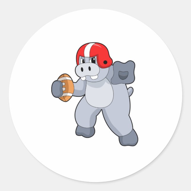 Hippo beim Fußballsport Runder Aufkleber (Vorderseite)