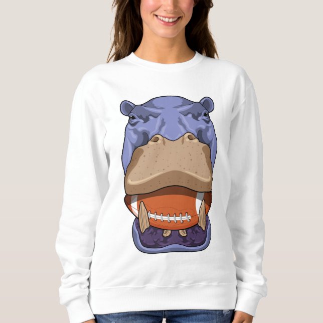 Hippo beim Fußballsport Sweatshirt (Vorderseite)