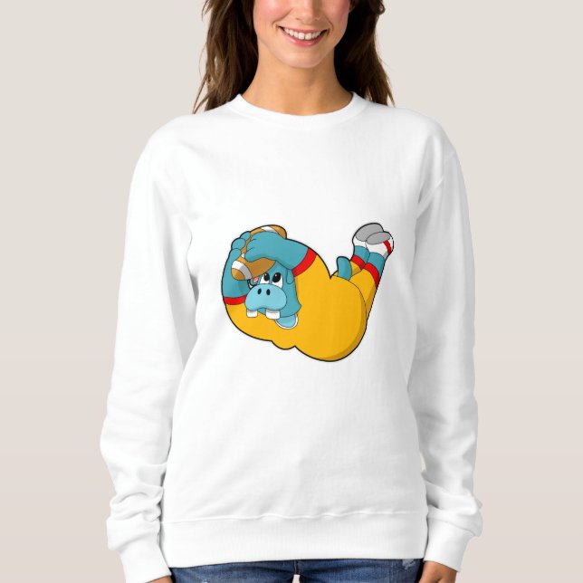Hippo beim Fußballsport Sweatshirt (Vorderseite)