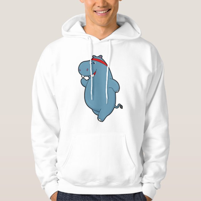 Hippo beim Laufen mit Headband Hoodie (Vorderseite)
