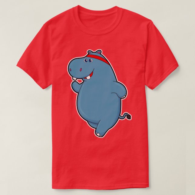 Hippo beim Laufen mit Kopf T-Shirt (Design vorne)