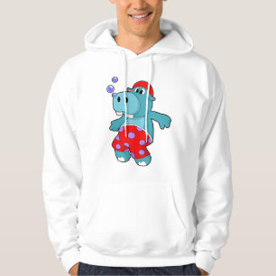 Hippo beim Schwimmen mit Schwimmstämmen Hoodie