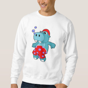 Hippo beim Schwimmen mit Schwimmstämmen Sweatshirt