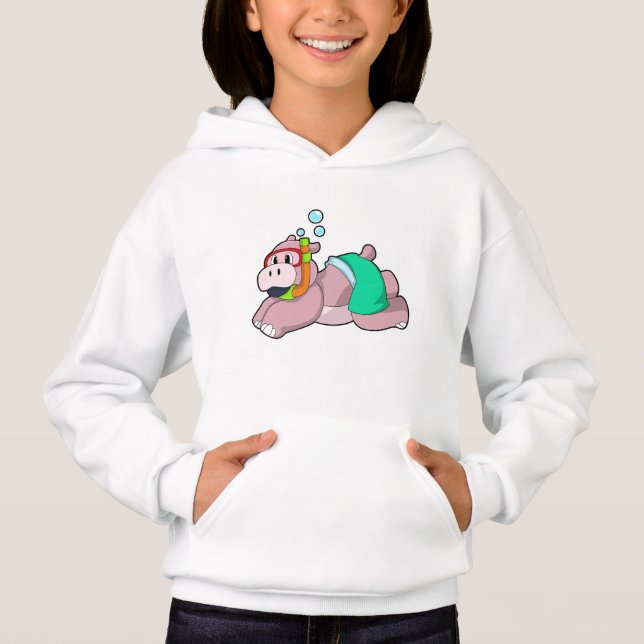 Hippo beim Tauchen mit Schnorchel Hoodie (Vorderseite)