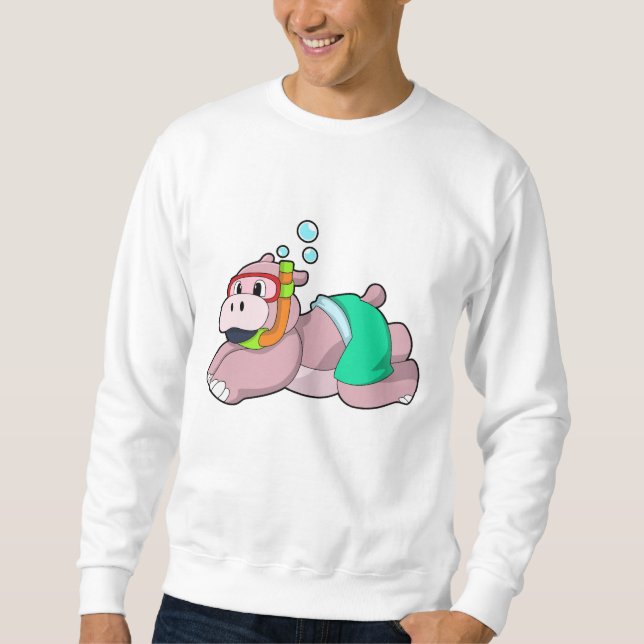 Hippo beim Tauchen mit Schnorchel Sweatshirt (Vorderseite)