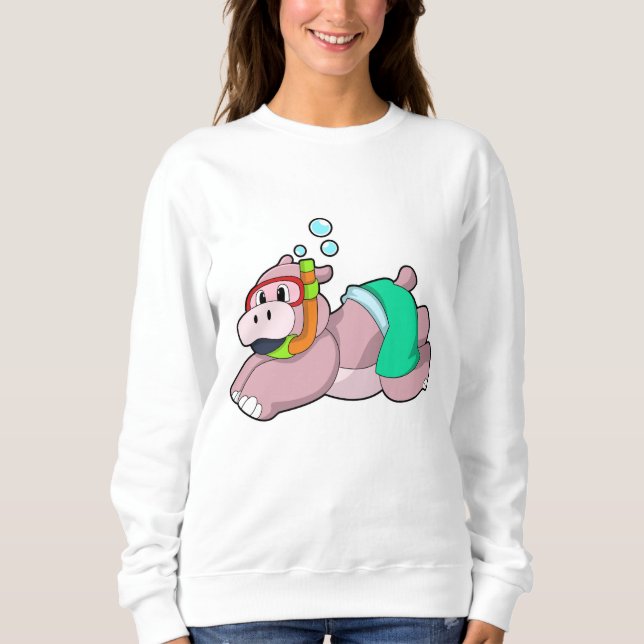 Hippo beim Tauchen mit Schnorchel Sweatshirt (Vorderseite)